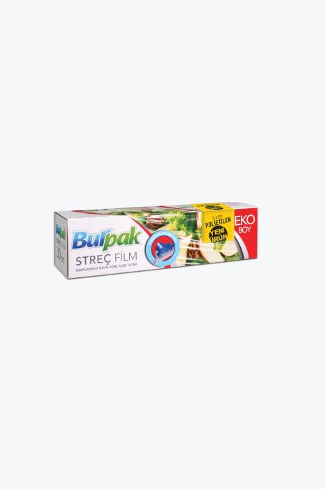 Burpak Sarı PE Kayar Bıçaklı Streç Film 30 cm x 166 m 8mic 1 Adet - 1