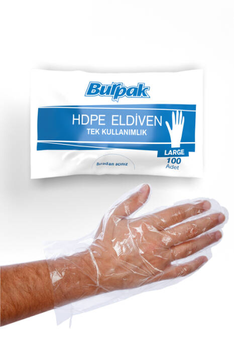 Burpak Şeffaf Eldiven HDPE 100 Adet - 1