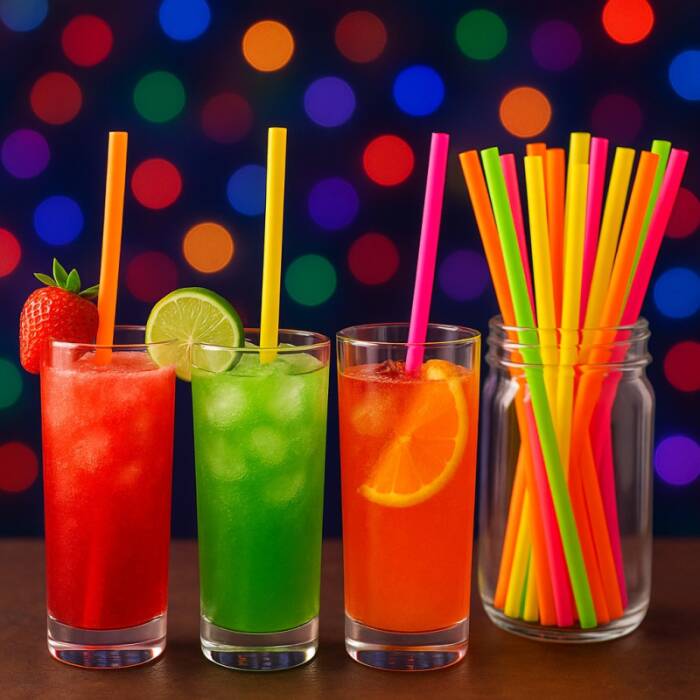 Dolphin Fosforlu Renkli Pipet 5mm x 21cm - 50 Adet - 2