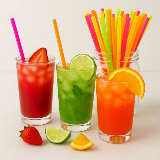 Dolphin Fosforlu Renkli Pipet 5mm x 21cm - 50 Adet