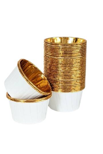 Dolphin Muffin-Kek Kapsülü Beyaz-Altın 25 Adet