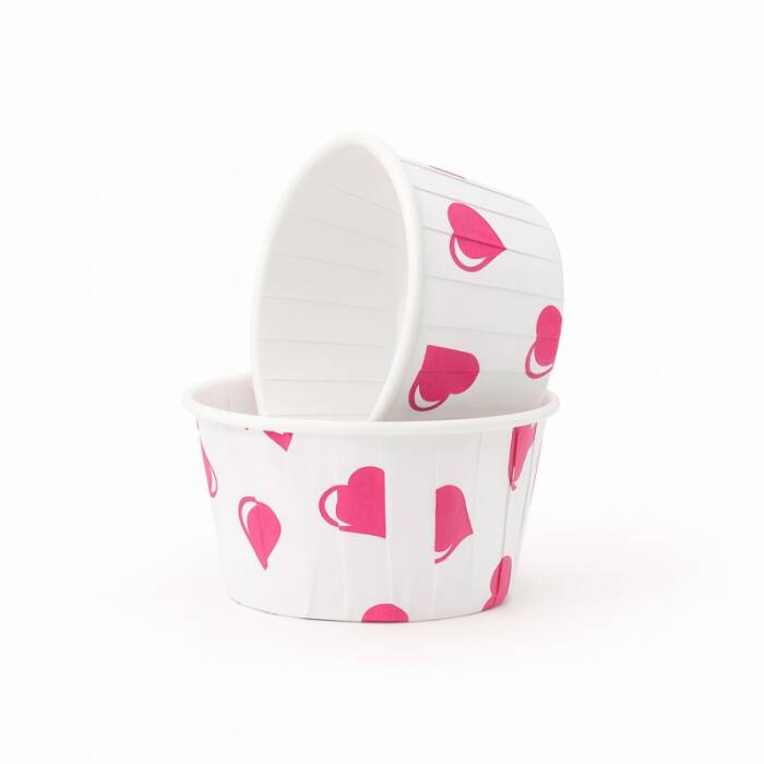 Dolphin Muffin-Kek Kapsülü Kalp Desenli 50 Adet - 1