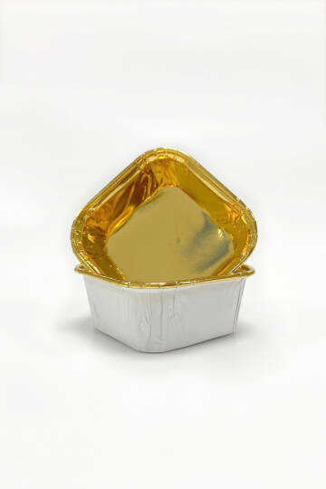 Dolphin Muffin Kek Kapsülü Kare Beyaz-Altın 25 Adet