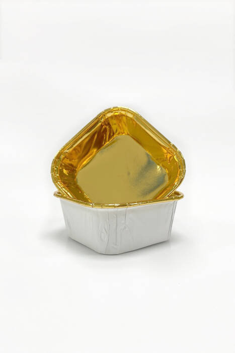 Dolphin Muffin Kek Kapsülü Kare Beyaz-Altın 25 Adet - 1