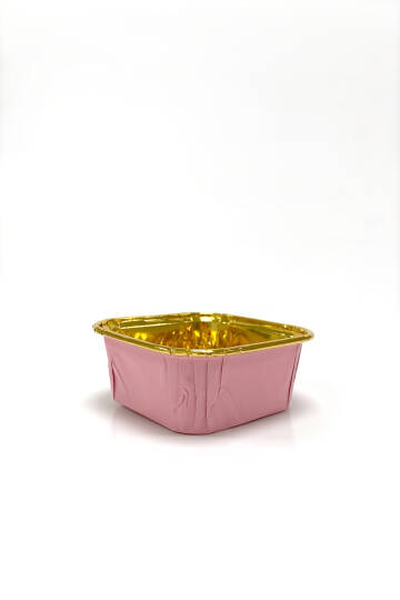 Dolphin Muffin Kek Kapsülü Kare Pembe-Altın 25 Adet - 3