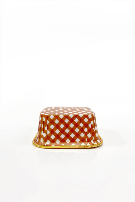 Dolphin Muffin Kek Kapsülü Kare Pötikare Kırmızı-Altın 25 Adet - 4