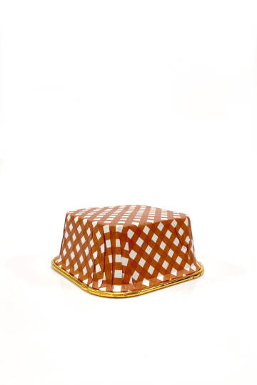 Dolphin Muffin Kek Kapsülü Kare Pötikare Kırmızı-Altın 25 Adet - 5