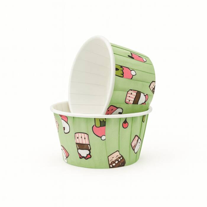 Dolphin Muffin Kek Kapsülü Mint Dondurma Desenli Büyük Boy 50 Adet - 1