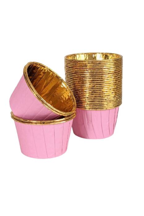 Dolphin Muffin Kek Kapsülü Pembe-Altın 25 Adet - 1