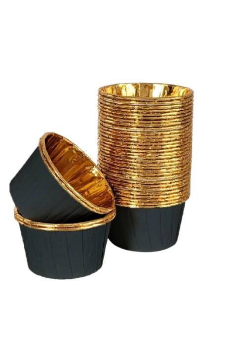 Dolphin Muffin-Kek Kapsülü Siyah-Altın 25 Adet - 1