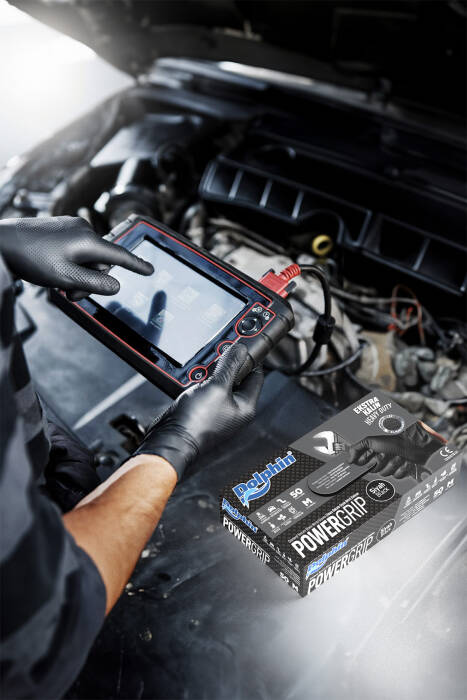Dolphin PowerGrip Ekstra Kalın Siyah Nitril Eldiven Elmas Dokulu M Beden 50 Adet - 2