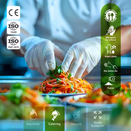 Dolphin Pudralı Lateks Muayene Eldiveni Beyaz L Beden 100 Adet -MDR - 4