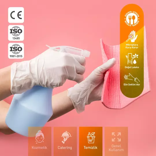 Dolphin Pudrasız Lateks Muayene Eldiveni Beyaz L Beden 100 Adet -MDR - 5