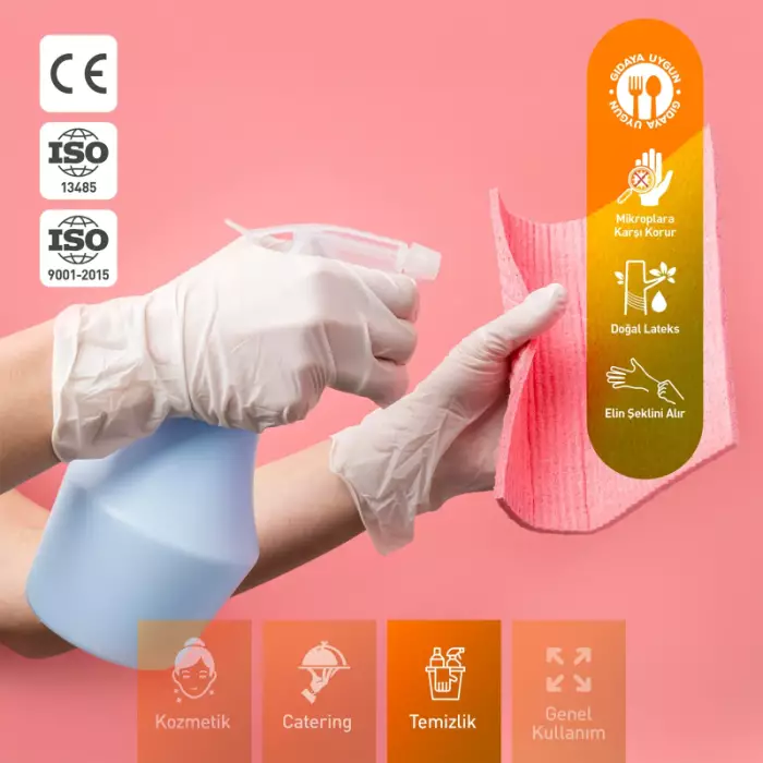 Dolphin Pudrasız Lateks Muayene Eldiveni Beyaz L Beden 100 Adet -MDR - 5