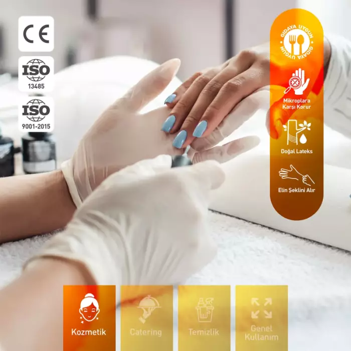 Dolphin Pudrasız Lateks Muayene Eldiveni Beyaz M Beden 100 Adet -MDR - 3