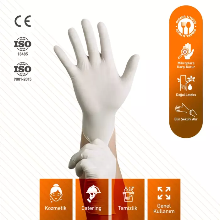Dolphin Pudrasız Lateks Muayene Eldiveni Beyaz S Beden 100 Adet -MDR - 2