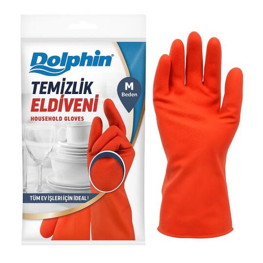 Dolphin Temizlik Eldiveni Kırmızı M 1 Çift