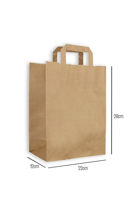 Düz Dıştan Saplı Kraft Çanta 22 x 28 x 12cm 200 Adet - 1