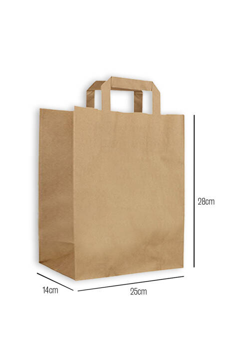 Düz Dıştan Saplı Kraft Çanta 25 x 28 x 14cm 200 Adet - 1