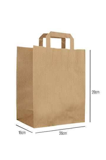 Düz Dıştan Saplı Kraft Çanta 26 x 29 x 16cm 200 Adet