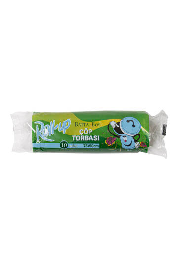 Roll-Up Battal Boy Siyah Çöp Torbası 75x90cm 10 Adet