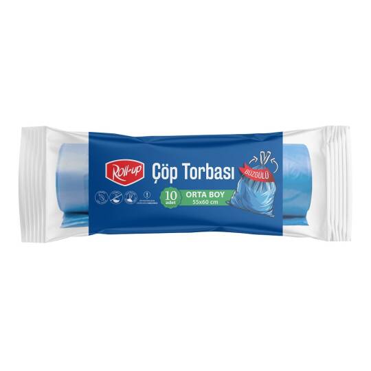 Roll-up Çöp Torbası Orta Boy Büzgülü 55x60cm 10 Adet