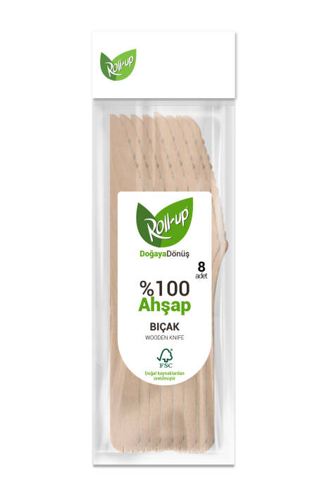 Roll-Up Doğa Dostu Ahşap Bıçak 8 Adet - 1