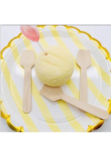 Roll-Up Doğa Dostu Ahşap Dondurma Kaşığı 100 Adet Paket - 3