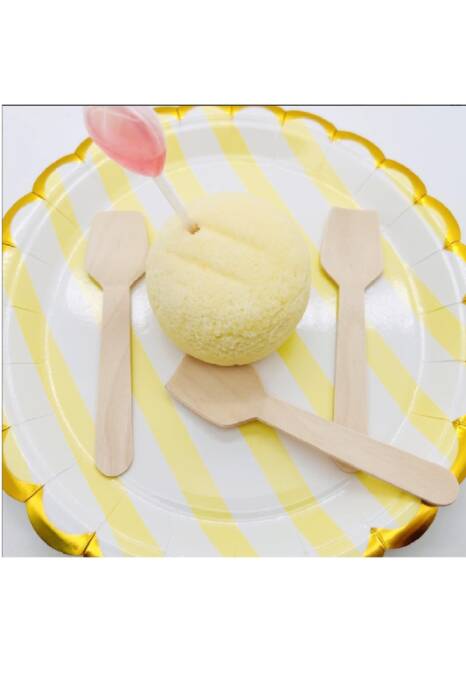 Roll-Up Doğa Dostu Ahşap Dondurma Kaşığı 100 Adet Paket - 3