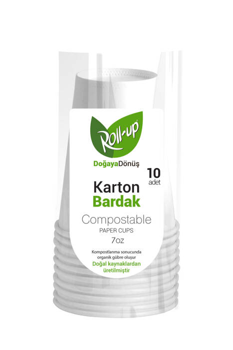 Roll-Up Doğa Dostu Karton Bardak 7oz 10 Adet - 1