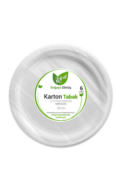 Roll-Up Doğa Dostu Karton Tabak 22cm 6 Adet - 1