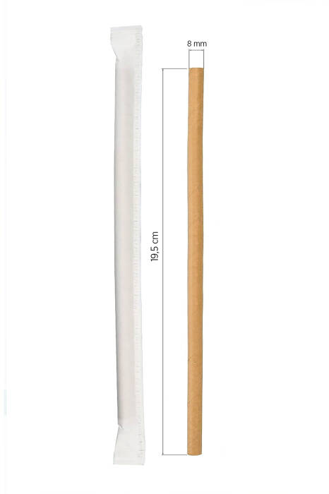 Roll-Up Frozen Kağıt Pipet Kraft Kağıt Sargılı 8mm x 19,5cm - 100 Adet - 1