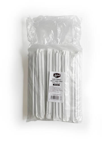 Roll-Up Frozen Kağıt Pipet Kraft Kağıt Sargılı 8mm x 19,5cm - 100 Adet - 3