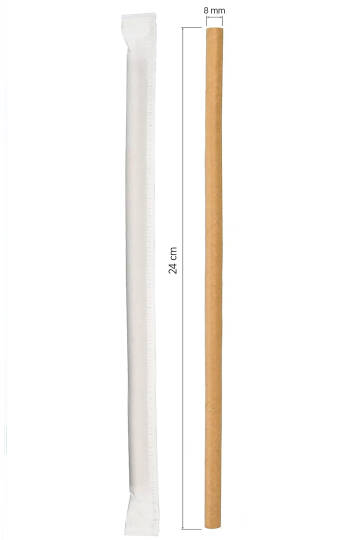 Roll-Up Frozen Kraft Kağıt Pipet Kağıt Sargılı 8mm x 24cm - 100 Adet