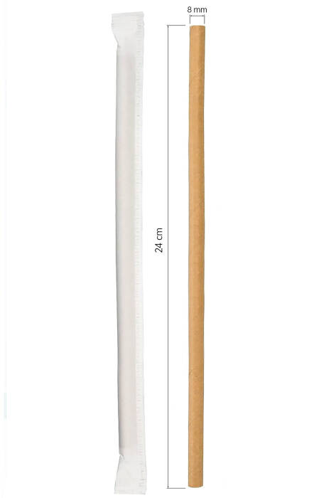 Roll-Up Frozen Kraft Kağıt Pipet Kağıt Sargılı 8mm x 24cm - 100 Adet - 1