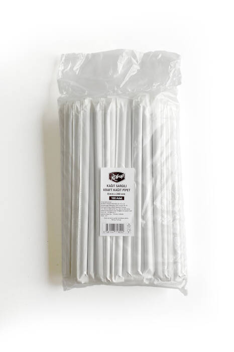 Roll-Up Frozen Kraft Kağıt Pipet Kağıt Sargılı 8mm x 24cm - 100 Adet - 3