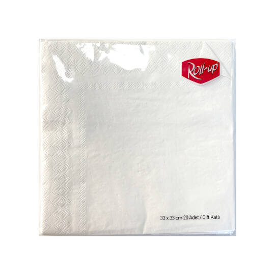 Roll-Up Kağıt Peçete Beyaz 33 x 33cm 20 Adet