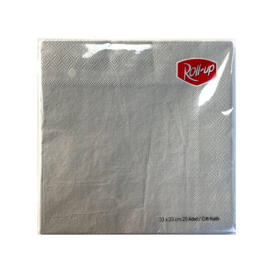 Roll-Up Kağıt Peçete Gümüş 33 x 33cm 20 Adet