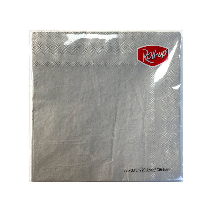 Roll-Up Kağıt Peçete Gümüş 33 x 33cm 20 Adet - 1