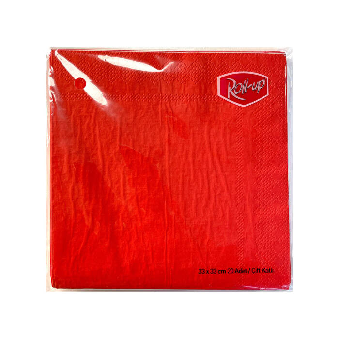 Roll-Up Kağıt Peçete Kırmızı 33 x 33cm 20 Adet - 1