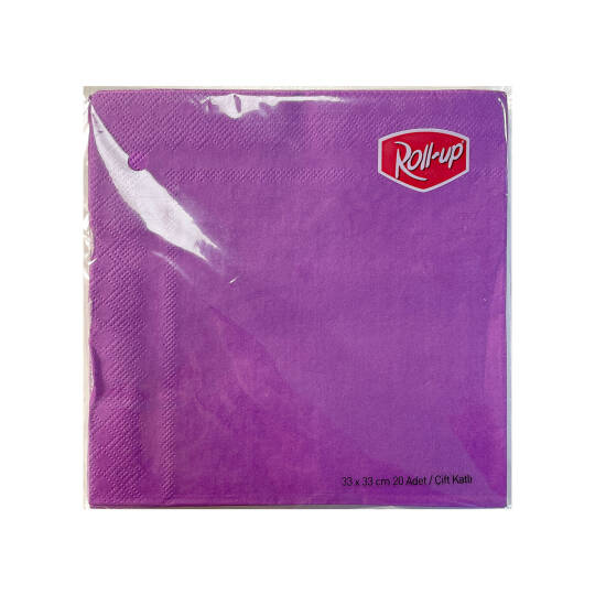 Roll-Up Kağıt Peçete Mor 33 x 33cm 20 Adet
