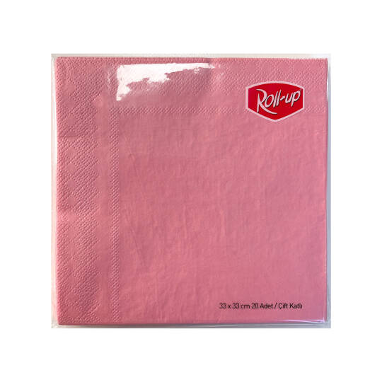 Roll-Up Kağıt Peçete Pembe 33 x 33cm 20 Adet