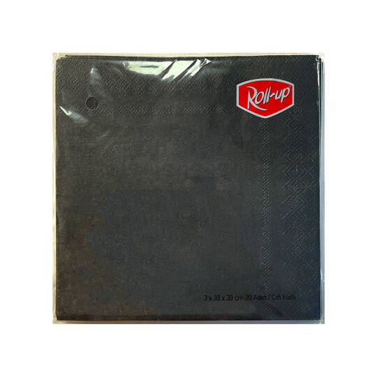 Roll-Up Kağıt Peçete Siyah 33 x 33cm 20 Adet