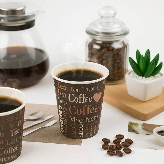 Roll-Up Karton Bardak 7oz Baskılı Kahverengi 50 Adet - 3