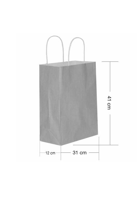 Roll-Up Kraft Çanta Gümüş Büyük Boy 31x41cm 25 Adet - 1