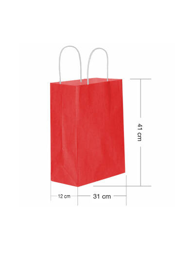 Roll-Up Kraft Çanta Kırmızı Büyük Boy 31x41cm 25 Adet