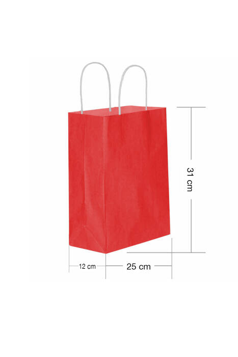 Roll-Up Kraft Çanta Kırmızı Orta Boy 25x31cm 25 Adet - 1