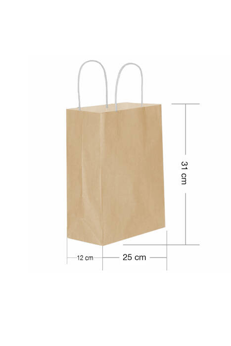 Roll-Up Kraft Çanta Naturel Orta Boy 25x31cm 25 Adet - 1