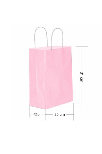Roll-Up Kraft Çanta Pembe Orta Boy 25x31cm 25 Adet