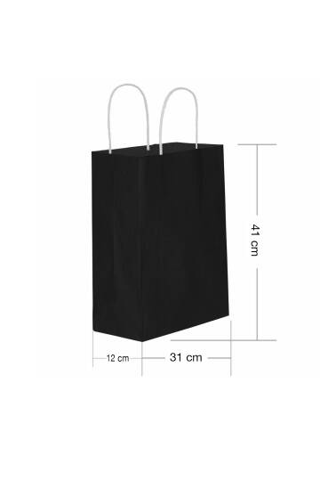 Roll-Up Kraft Çanta Siyah Büyük Boy 31x41cm 25 Adet